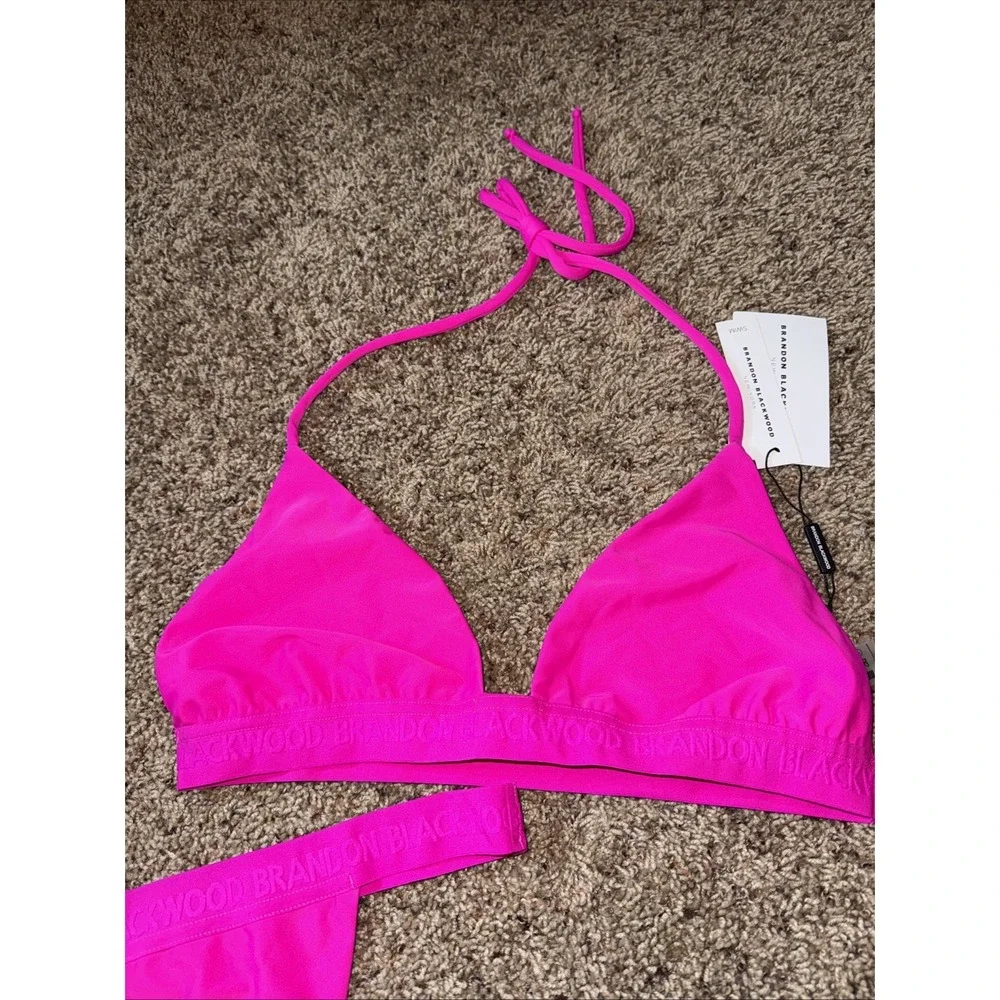 Brandon Blackwood New York Hot Pink Thing Bikini Set Bottoms XL Top XXL NWT - Picture 3 of 5